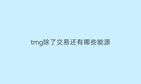 tmg除了交易还有哪些能源