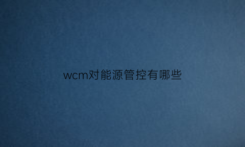 wcm对能源管控有哪些(能源管理措施有哪些)