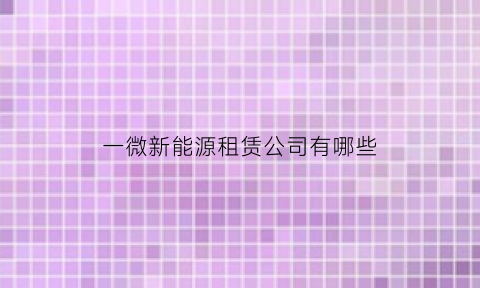 一微新能源租赁公司有哪些