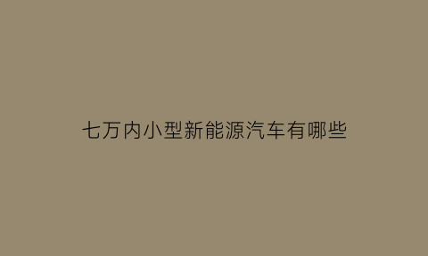 七万内小型新能源汽车有哪些