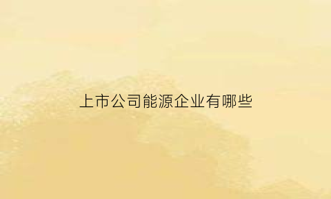 上市公司能源企业有哪些