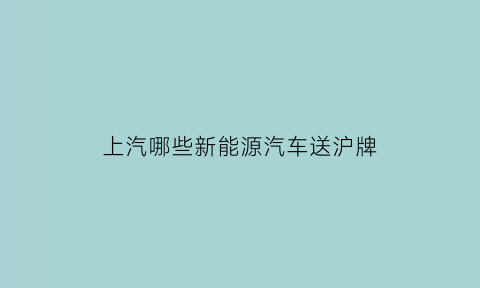 上汽哪些新能源汽车送沪牌(新能源汽车送沪牌2021)