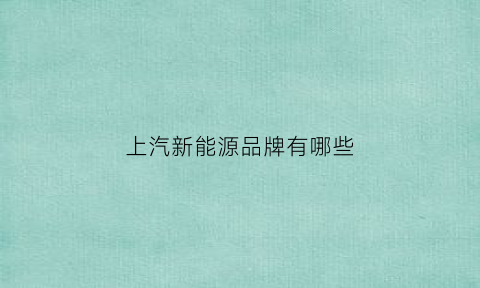 上汽新能源品牌有哪些(上汽新能源品牌有哪些车型)