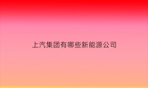 上汽集团有哪些新能源公司(上汽集团有新能源车吗)