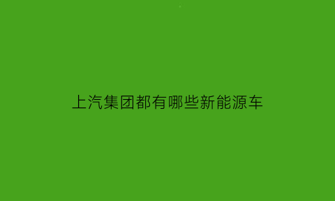 上汽集团都有哪些新能源车