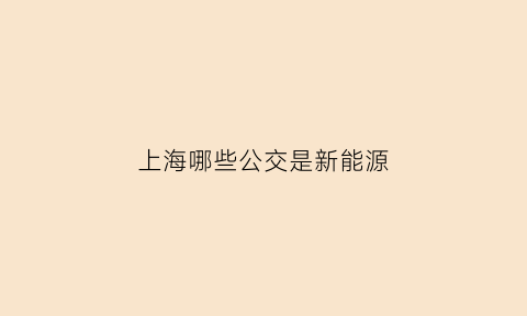 上海哪些公交是新能源