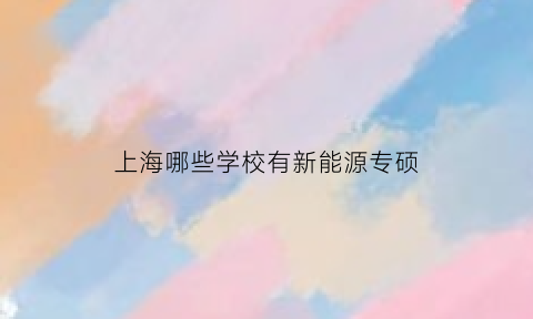 上海哪些学校有新能源专硕(上海大学新能源专业)