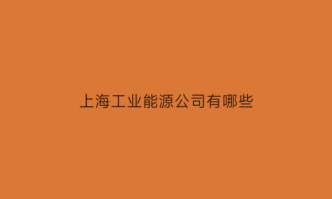 上海工业能源公司有哪些