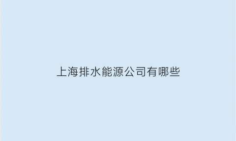 上海排水能源公司有哪些