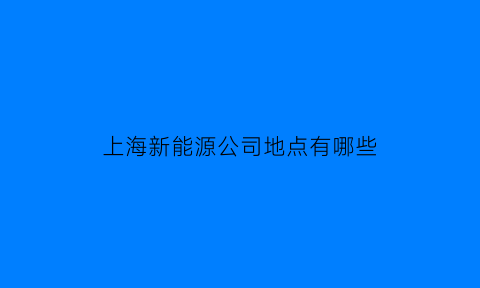 上海新能源公司地点有哪些(上海新能源行业公司排行)