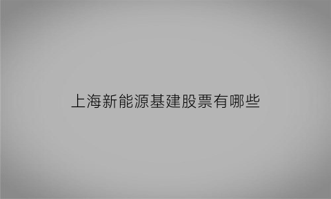 上海新能源基建股票有哪些