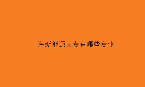 上海新能源大专有哪些专业