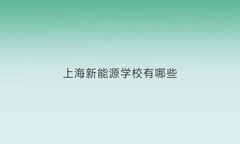 上海新能源学校有哪些