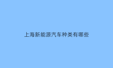 上海新能源汽车种类有哪些