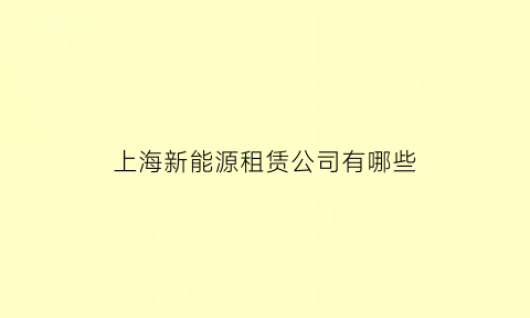 上海新能源租赁公司有哪些