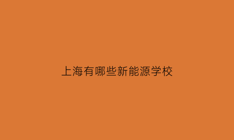 上海有哪些新能源学校