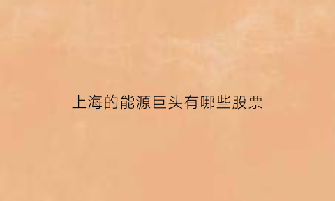 上海的能源巨头有哪些股票(上海能源股票前景如何)