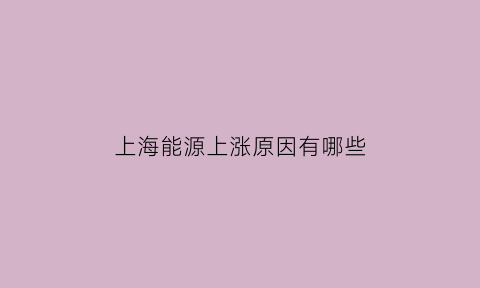 上海能源上涨原因有哪些