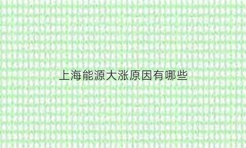 上海能源大涨原因有哪些