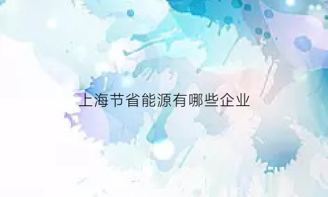 上海节省能源有哪些企业