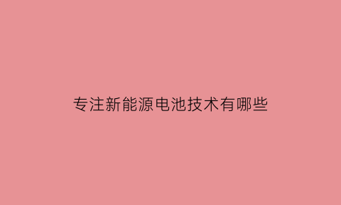 专注新能源电池技术有哪些