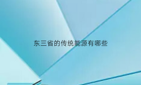 东三省的传统能源有哪些