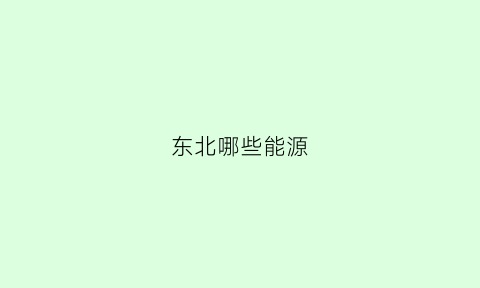 东北哪些能源