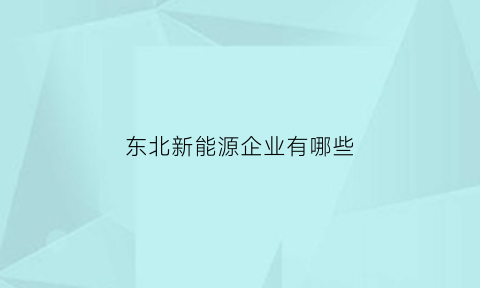 东北新能源企业有哪些