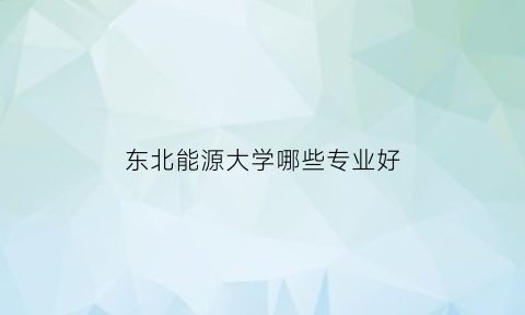 东北能源大学哪些专业好