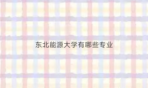 东北能源大学有哪些专业