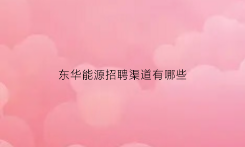 东华能源招聘渠道有哪些(东华能源做什么的)