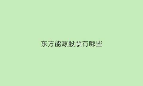 东方能源股票有哪些