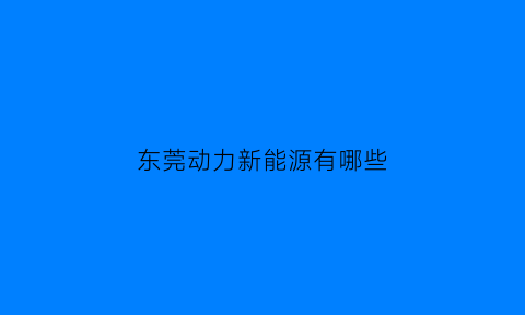 东莞动力新能源有哪些