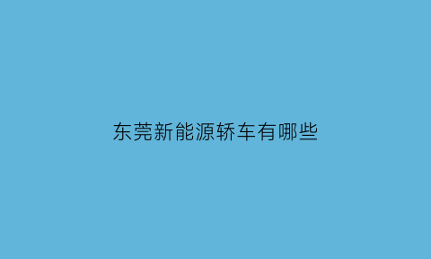 东莞新能源轿车有哪些