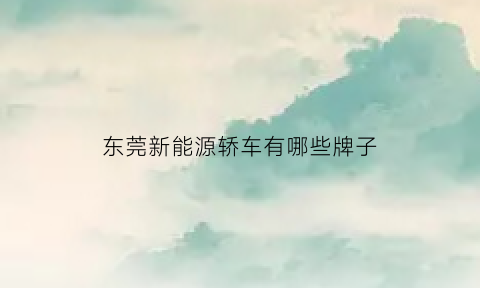 东莞新能源轿车有哪些牌子