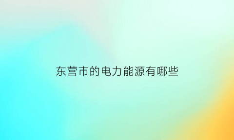 东营市的电力能源有哪些(山东东营电厂叫什么名)