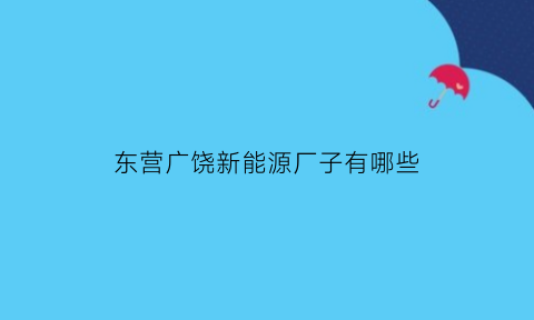 东营广饶新能源厂子有哪些