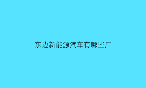 东边新能源汽车有哪些厂