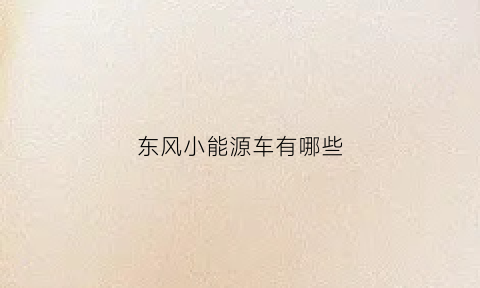 东风小能源车有哪些