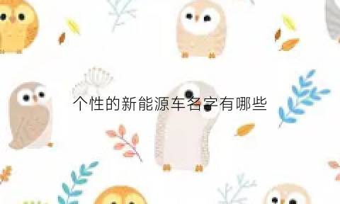 个性的新能源车名字有哪些