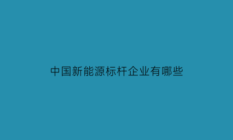 中国新能源标杆企业有哪些(2020中国新能源企业前十名)