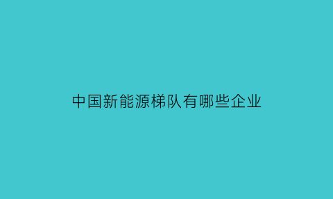 中国新能源梯队有哪些企业(中国新能源企业30强)