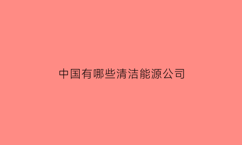 中国有哪些清洁能源公司