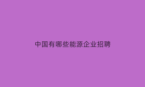 中国有哪些能源企业招聘