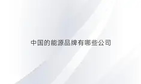 中国的能源品牌有哪些公司