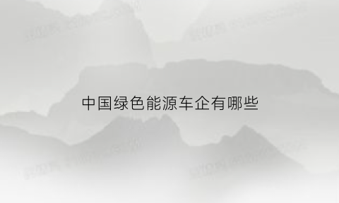 中国绿色能源车企有哪些