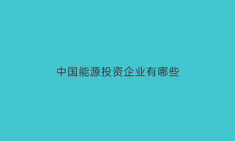 中国能源投资企业有哪些(中国能源投资总公司怎么样)