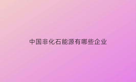 中国非化石能源有哪些企业(中国非化石能源有哪些企业名称)