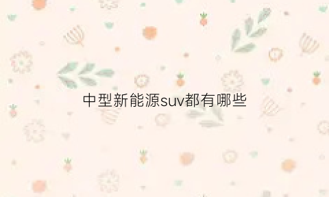 中型新能源suv都有哪些