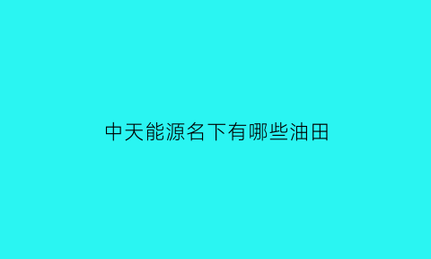 中天能源名下有哪些油田(中天能源名下有哪些油田企业)